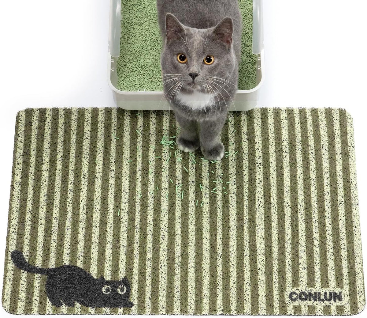 Conlun Cat Litter Mat Litter Trapping Mat, Premium Durable PVC Cute Cat Litter Box Mat, Non-Slip, Less Waste Kitty Litter Mat, Soft on Kitty's Paws, 24"x 17" cat matts for litter, Chessboard - Image 10