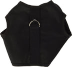 Rear view of the cat harness highlighting the sturdy metal D-ring for leash attachment.