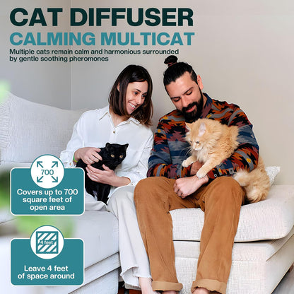 Cat relaxing comfortably near the active calming diffuser plug in