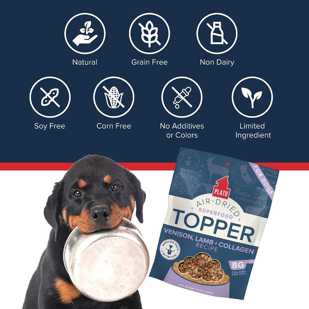 Plato air dried superfood topper bag sitting on kitchen counter