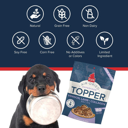 Plato air dried superfood topper bag sitting on kitchen counter
