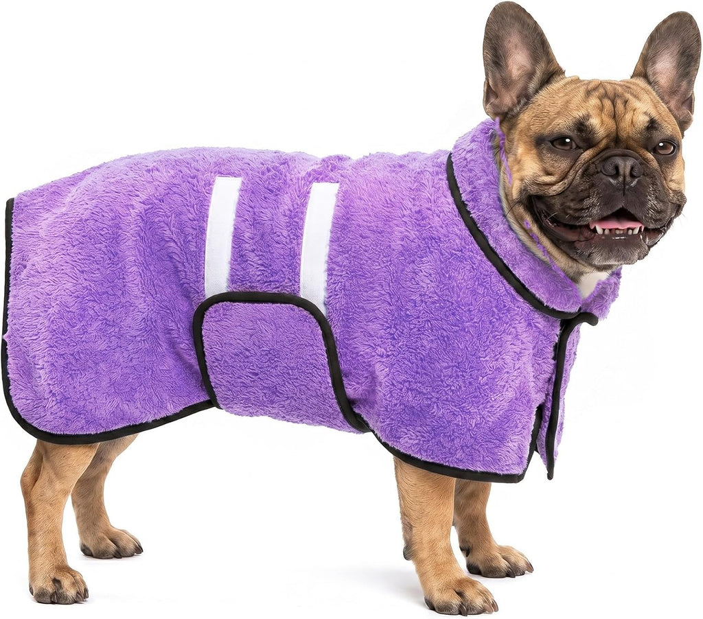 Packaging view of the Bienbee dog bathrobe demonstrating its compact machine washable design.