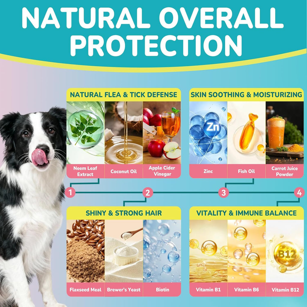 USA imported dog skin wellness supplement with fish oil and neem