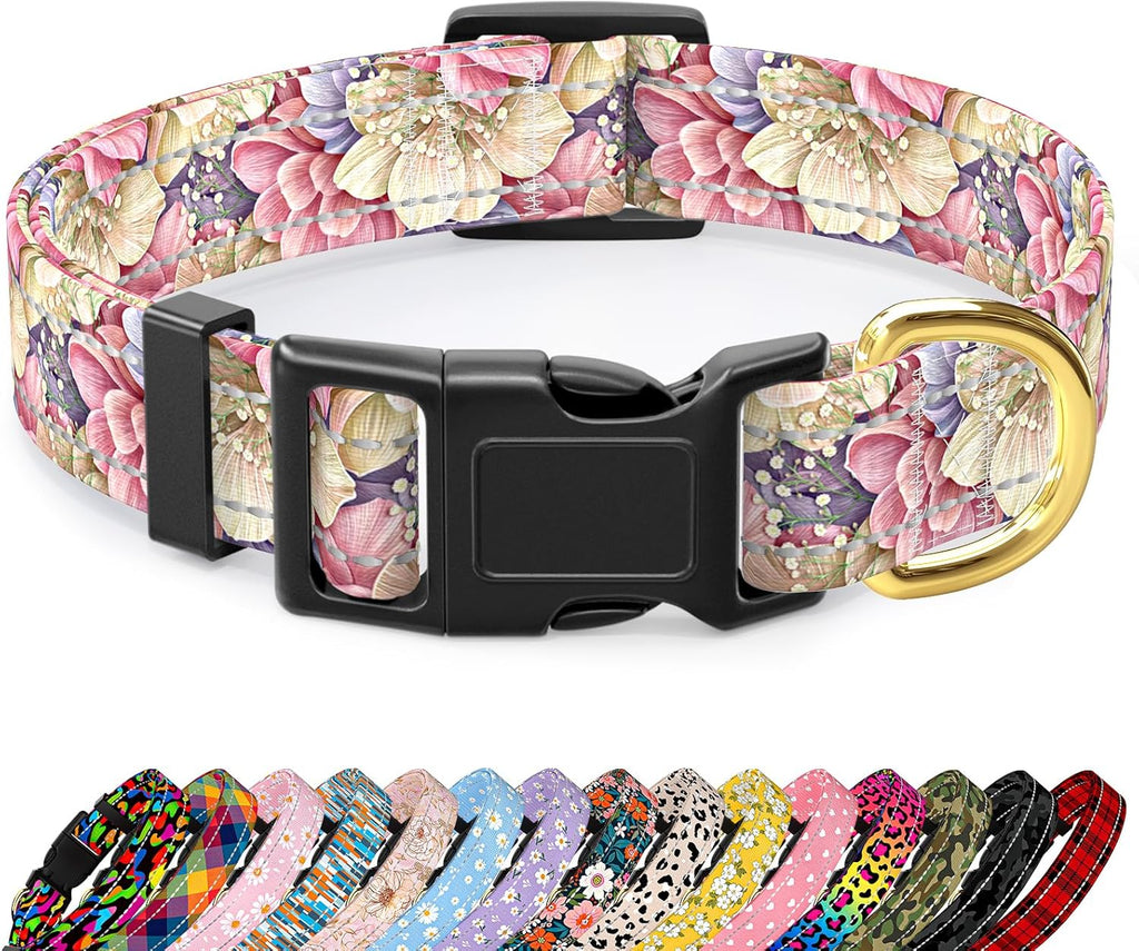 Reflective Dog Collar for Medium Dogs, Cute Leopard Style Adjustable Heavy-Duty Nylon Puppy Collar for Boy and Girl Female, Soft Pet Accessories with Quick Release Buckle, Neon - Image 9