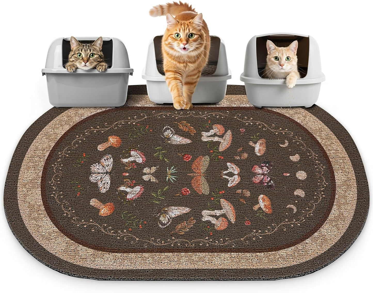 Bienbee Cat Litter Mat, 24" x 15" Litter Box Mat Rug with Non-Slip Bottom,Urine and Water Proof, Easy to Clean Cat Supplies Essentials for Indoor Kitty Kitten Floor, Bean-Green M - Image 12