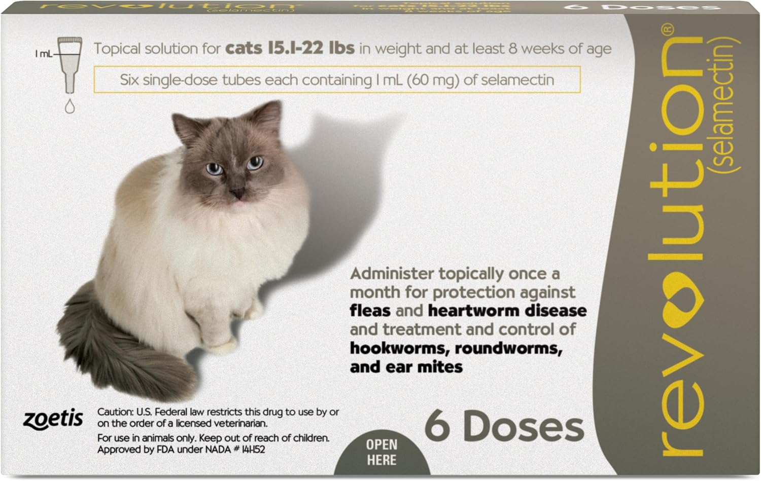 Revolution (selamectin) Topical Solution for Cats, 5.1-15 lbs (Blue), 6 Tubes - Image 10