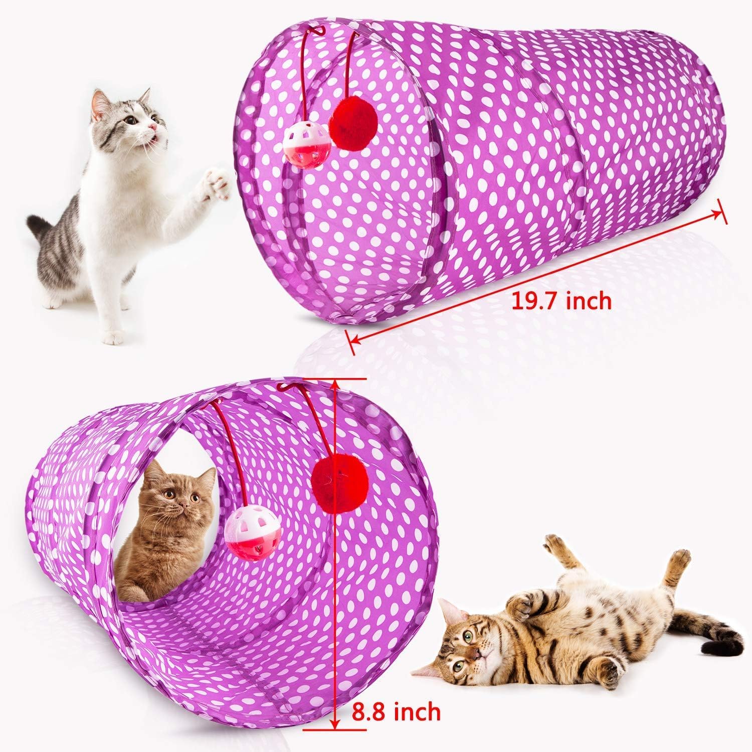 Mibote assorted indoor feline toys including colorful crinkle balls and ringing bells.