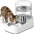 JUNSPOW automatic cat water dispenser front view with stainless steel bowl