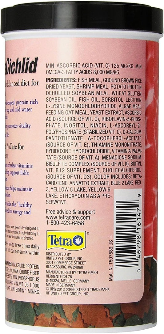 Tetra clear water advanced formula cichlid flakes nutritional label