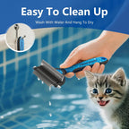 Cat Shedding Brush, Deshedding Brush for Long Haired Cats, Pet Grooming Tools 2 in 1 Undercoat Rake with Detangling Comb-Small - Image 9