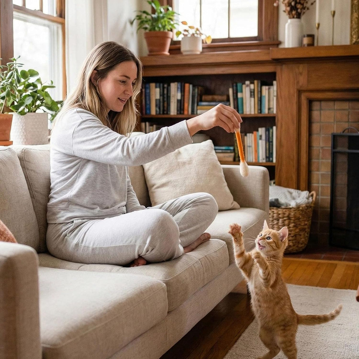 Cat nip infused interactive felt kicker toy for bored cats