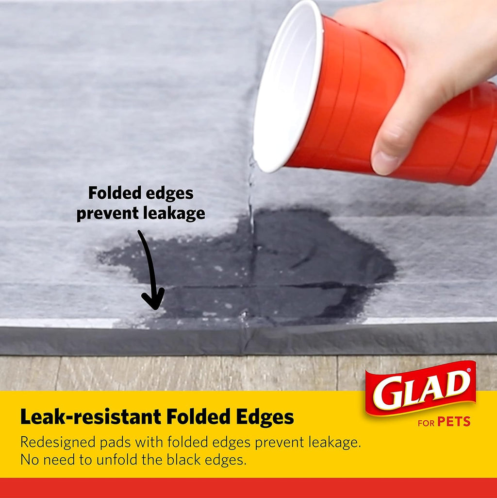 Six layer absorption technology breakdown illustration for the Glad charcoal puppy pee pads.