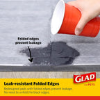 Six layer absorption technology breakdown illustration for the Glad charcoal puppy pee pads.