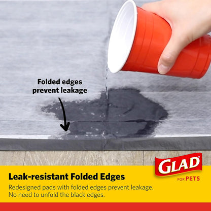 Six layer absorption technology breakdown illustration for the Glad charcoal puppy pee pads.