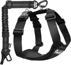 Pawaboo dog seat belt harness front view black