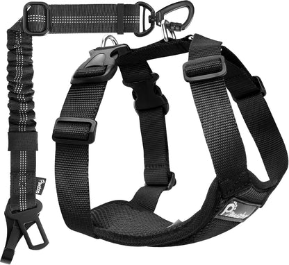 Pawaboo dog seat belt harness front view black