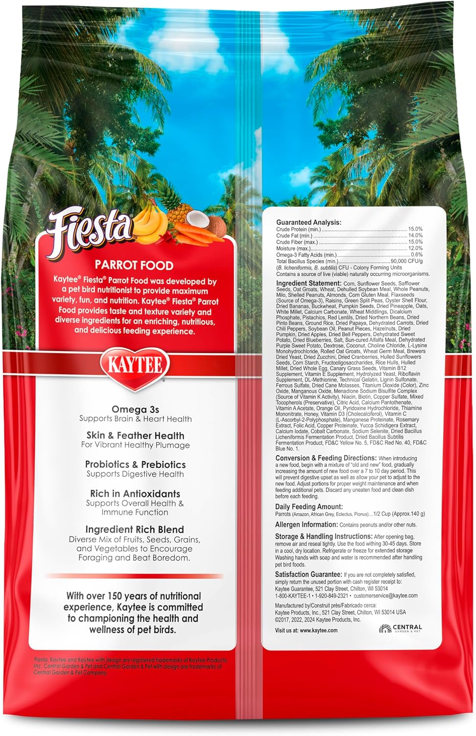 Kaytee Fiesta Parrot Food, Nutritious and Fun Blend, Supports Skin, Feather, Digestion, Brain and Heart Health, 2.5 pounds - Image 11