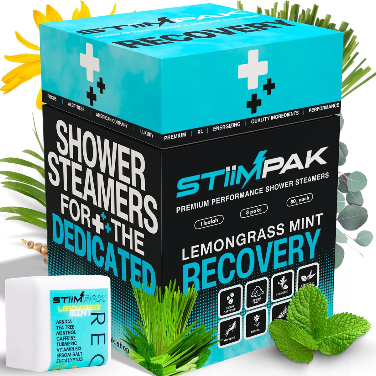 STiiMPAK recovery XXL shower steamers front view packaging