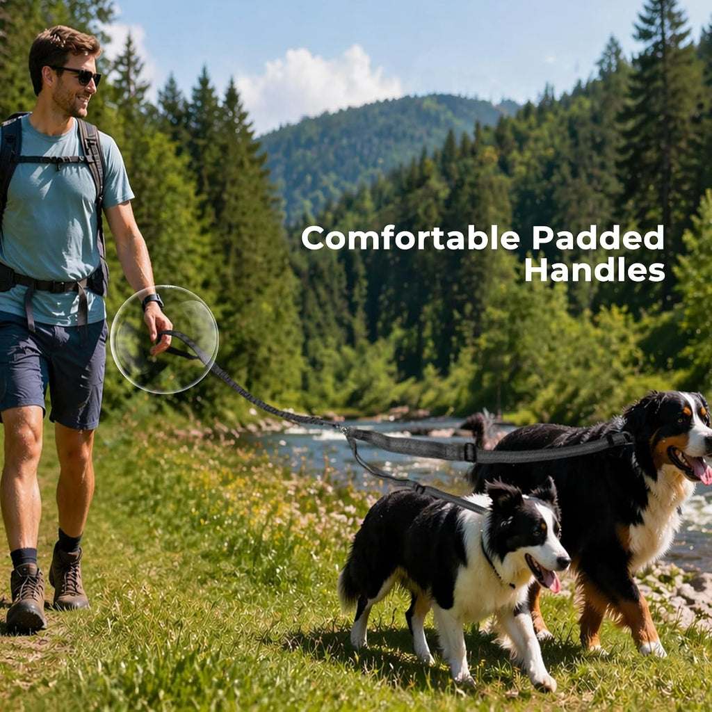 Sucegi double dog belt featuring comfortable neoprene padded handles for secure hand grip.