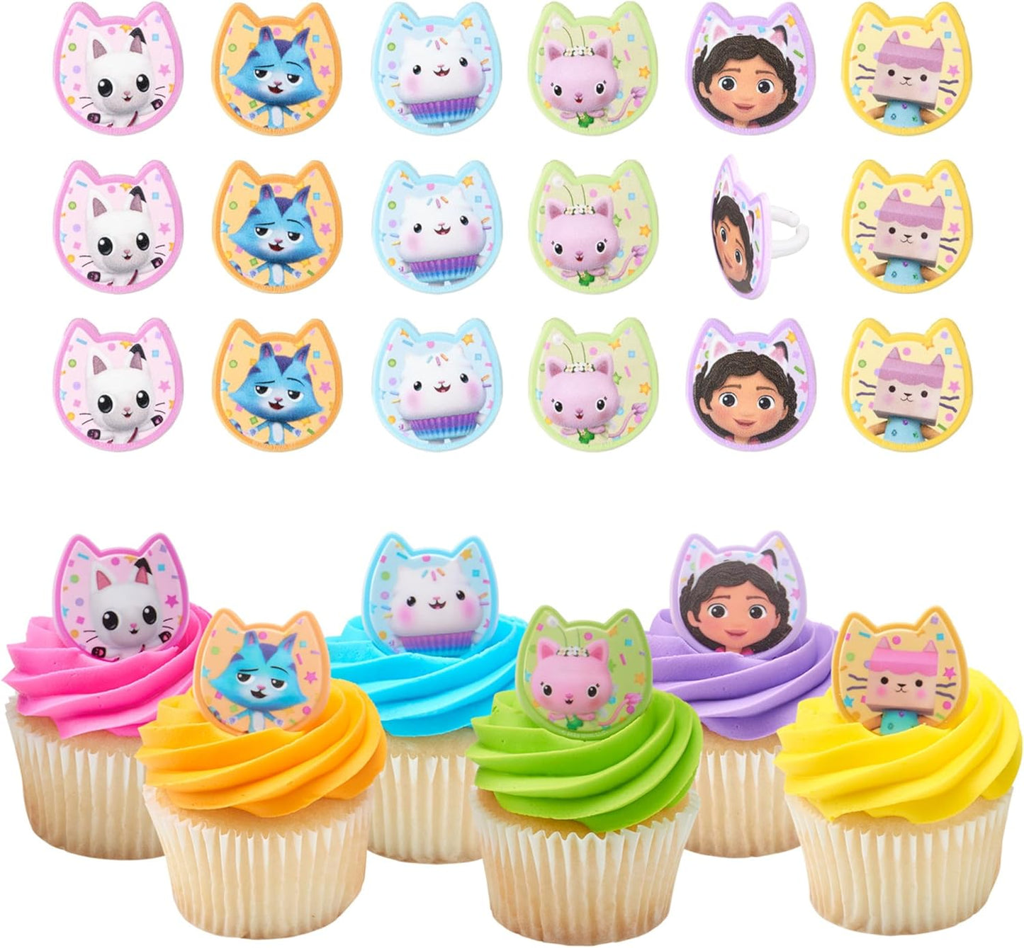 DecoPac DreamWorks Gabby's Dollhouse cupcake rings front view