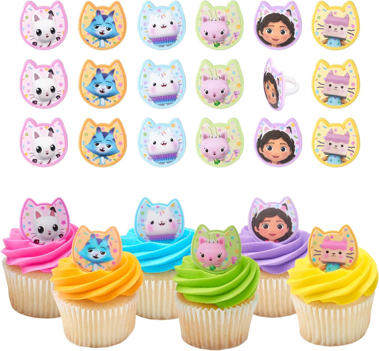 DecoPac DreamWorks Gabby's Dollhouse cupcake rings front view