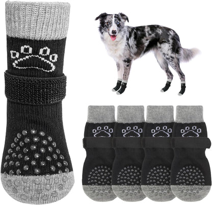 SCENEREAL Dog Socks to Prevent Licking Paws for Hot/Cold Pavement Anti Slip, Dog Shoes for Hardwood Floors, Dog Boots & Paw Protectors with Grippers for Small Medium Large Senior Dogs, Pink S - Image 13