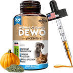 Side view of Beloved Pets intestinal supplement showing black walnut and probiotic ingredients list for pets.