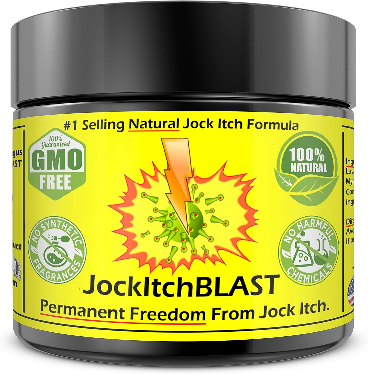 JockItchBLAST plant based jock itch cream front view for natural groin relief