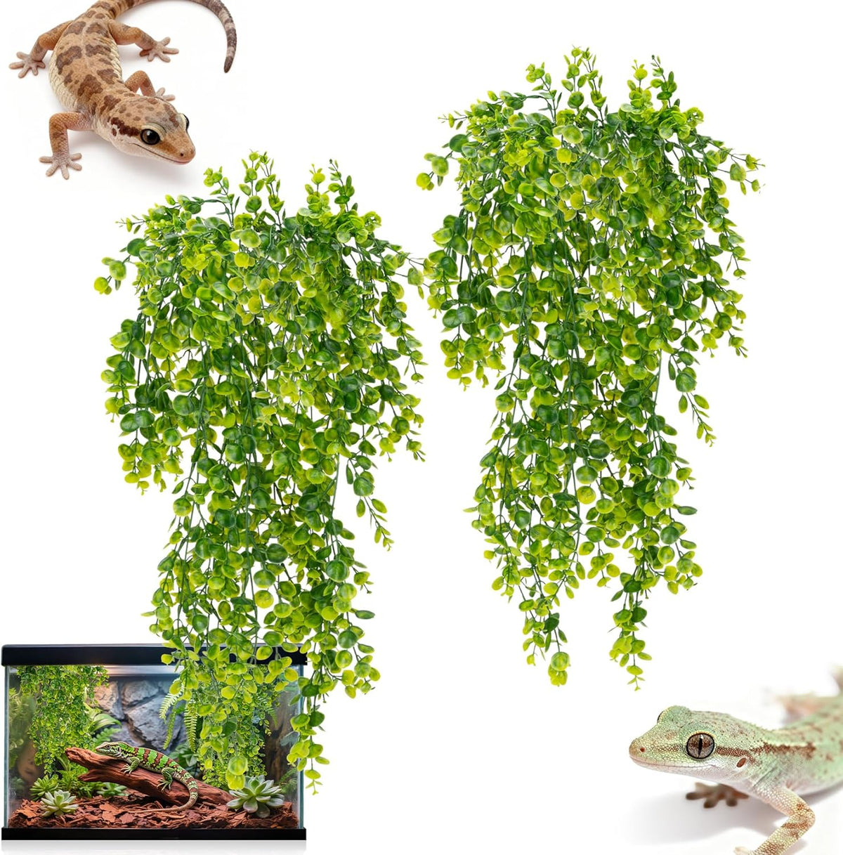 Rainflow artificial hanging plants front view for reptile habitats