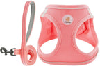 Hipubby dog harness and leash set front view pink mesh puppy vest