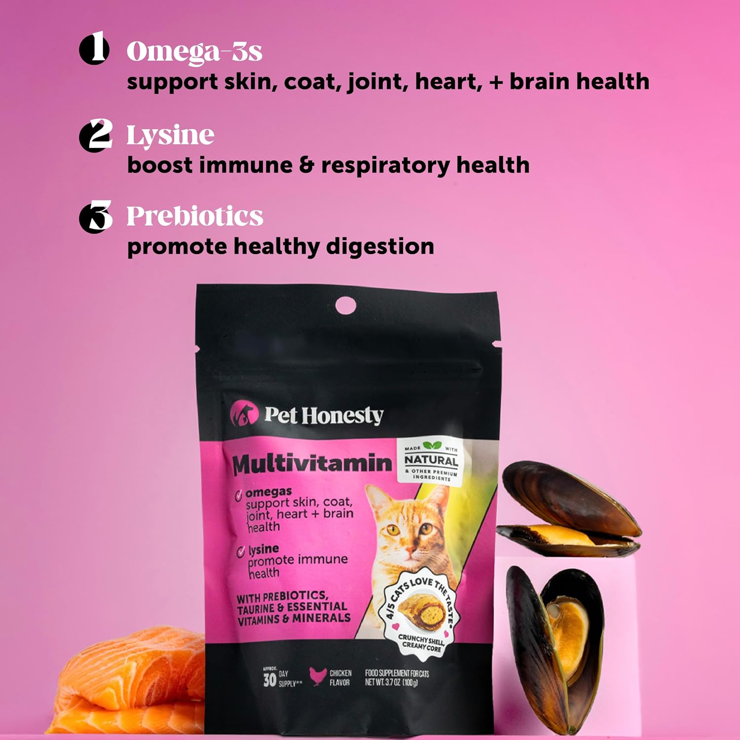 Nutritional benefits of Pet Honesty cat multivitamins with lysine