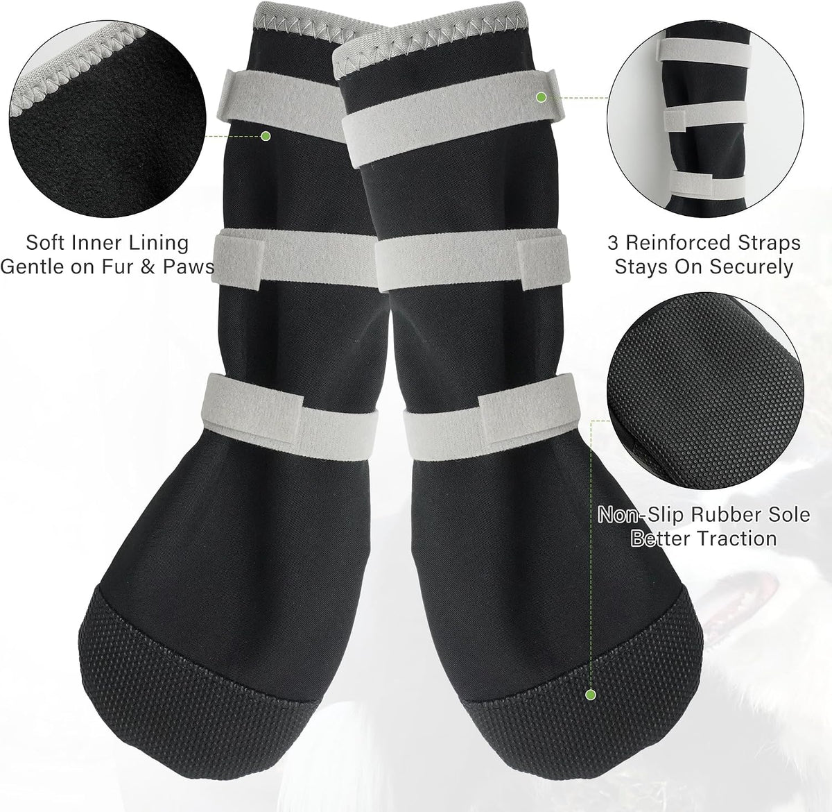 Side view of Snugrance lick-proof dog shoe