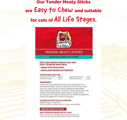 High protein salmon and trout flavored cat snack sticks