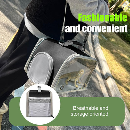 WEVONIGU Scratch-Resistant Bearded Dragon Backpack Foldable Gecko Carrier Ventilation Travel Bag with Clear View Window Dual Carry Cage Options for Travel Hiking & Vet Visits - Image 5