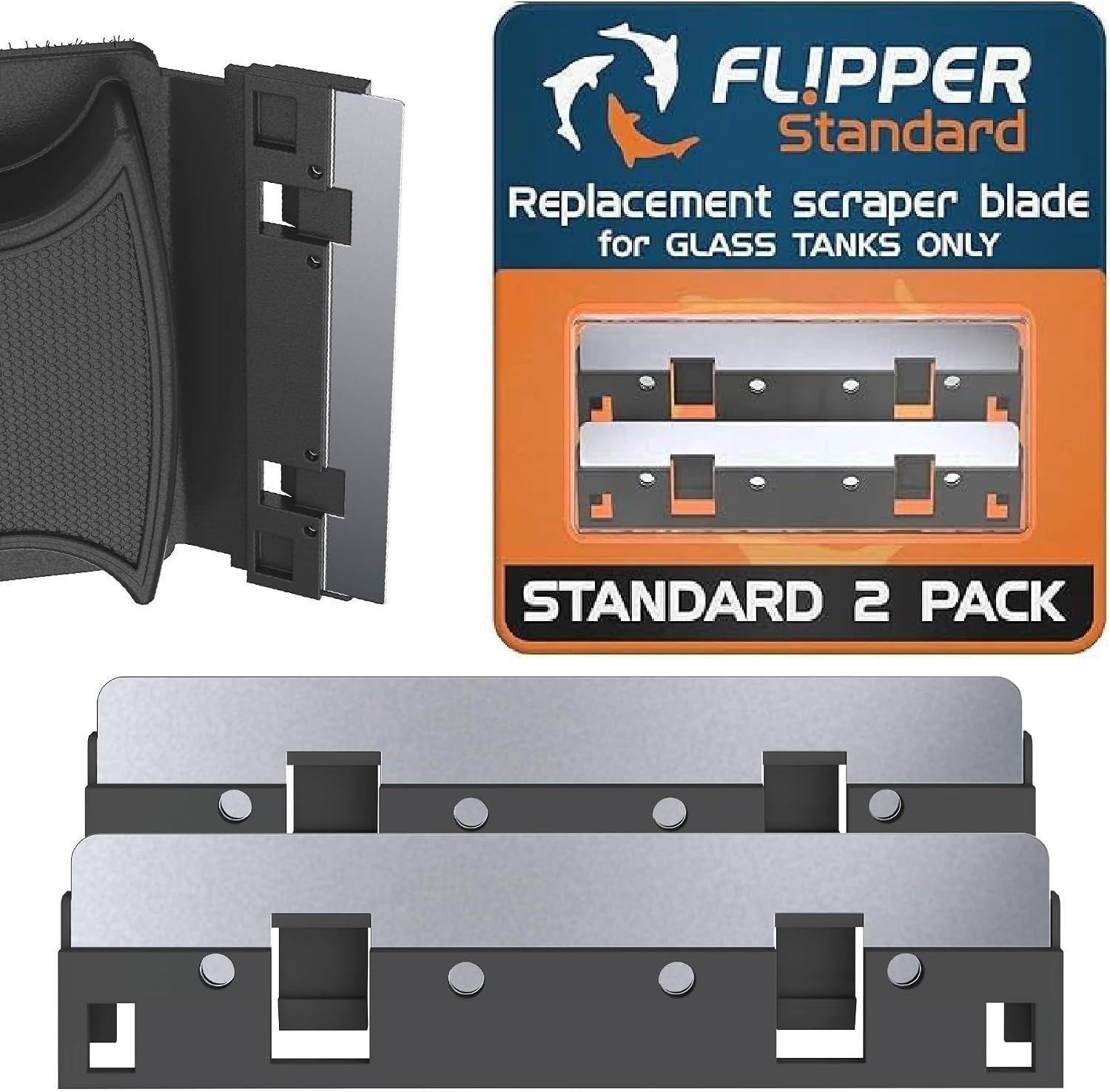 FL!PPER Standard replacement blades front view for aquarium glass cleaner.