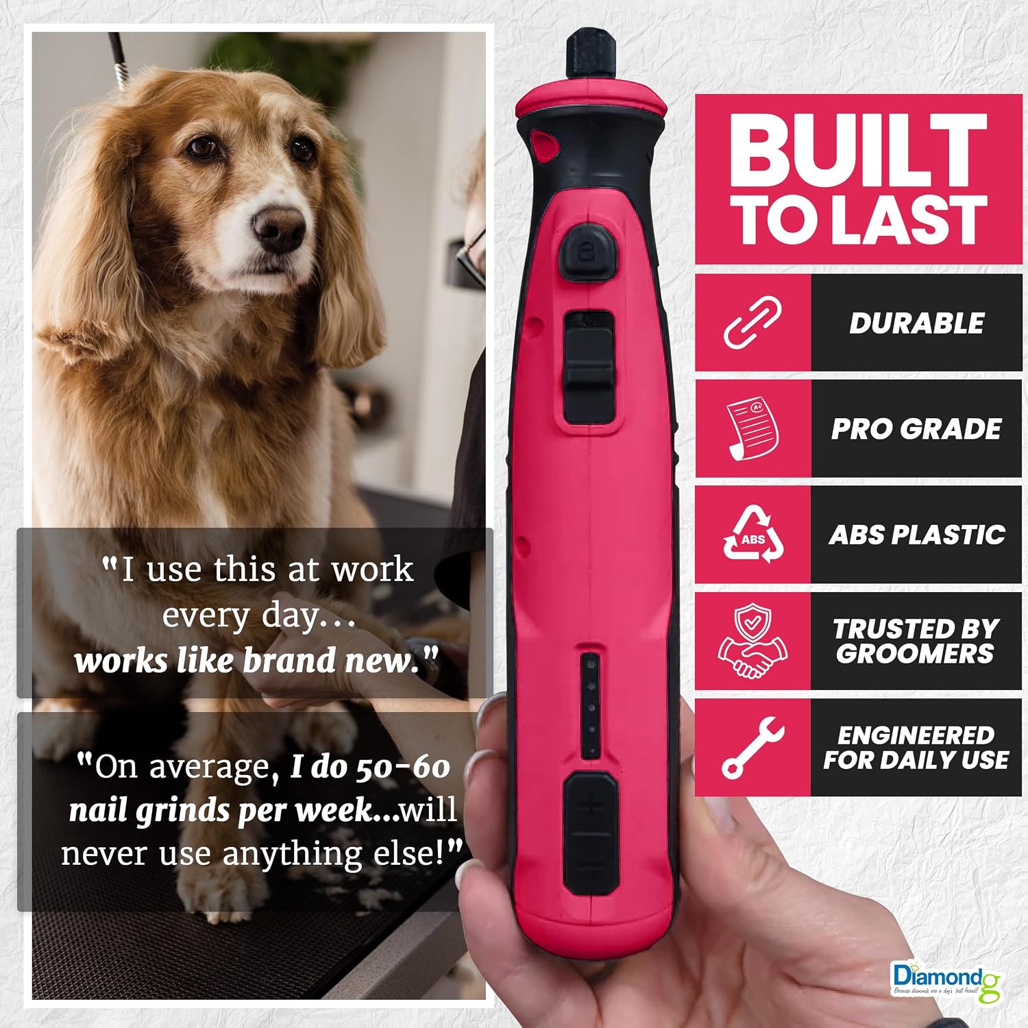 Diamondg dog nail grinder inside its travel storage pouch