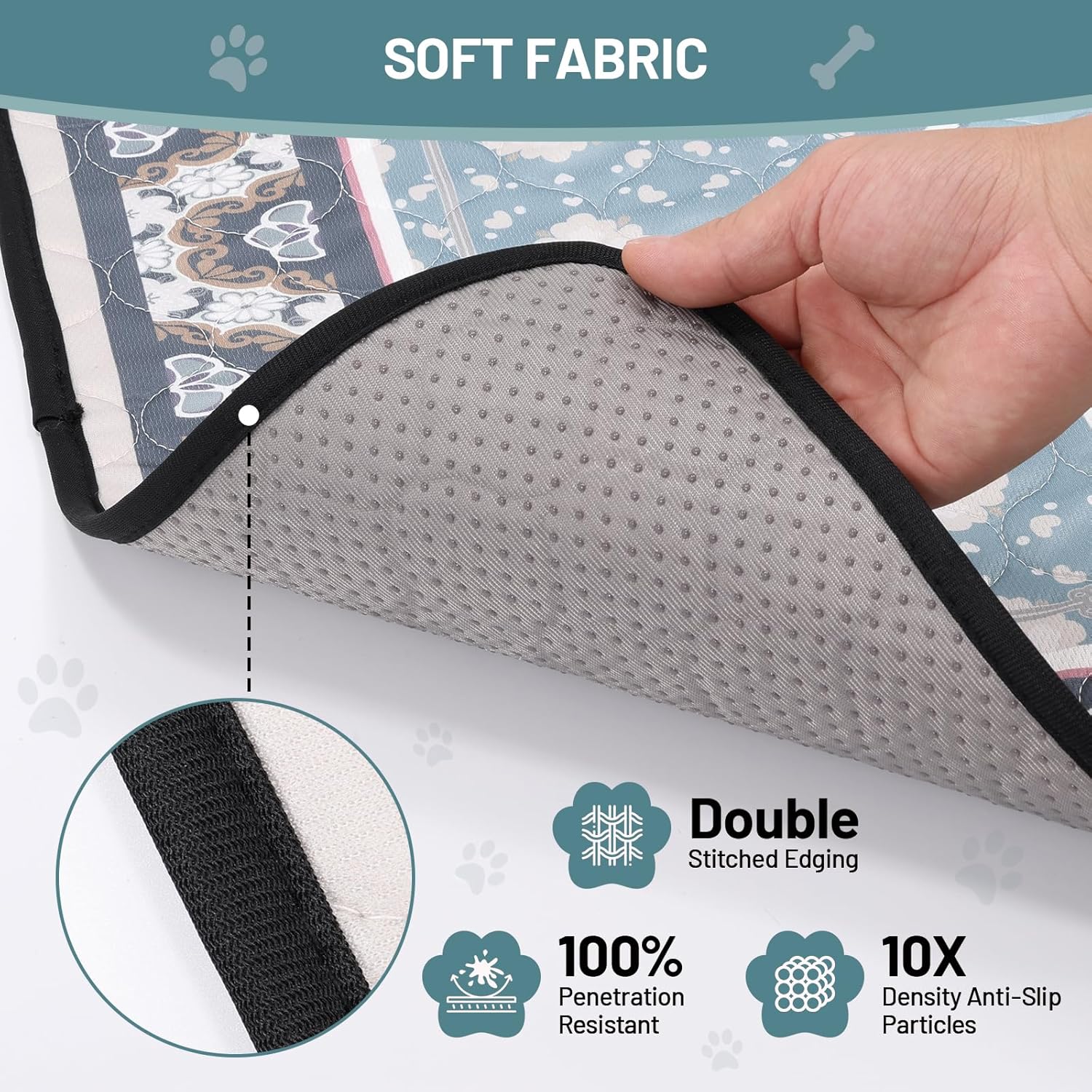 Bumubi 24x36 inch pee pad used inside a dog crate