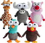 Nocciola 5-Pack Squeaky Dog Toys front view showcasing five colorful plush animals.