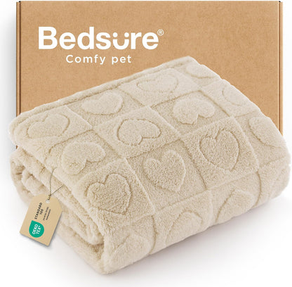 Bedsure small dog blanket front view showing the soft white coral fleece fabric.