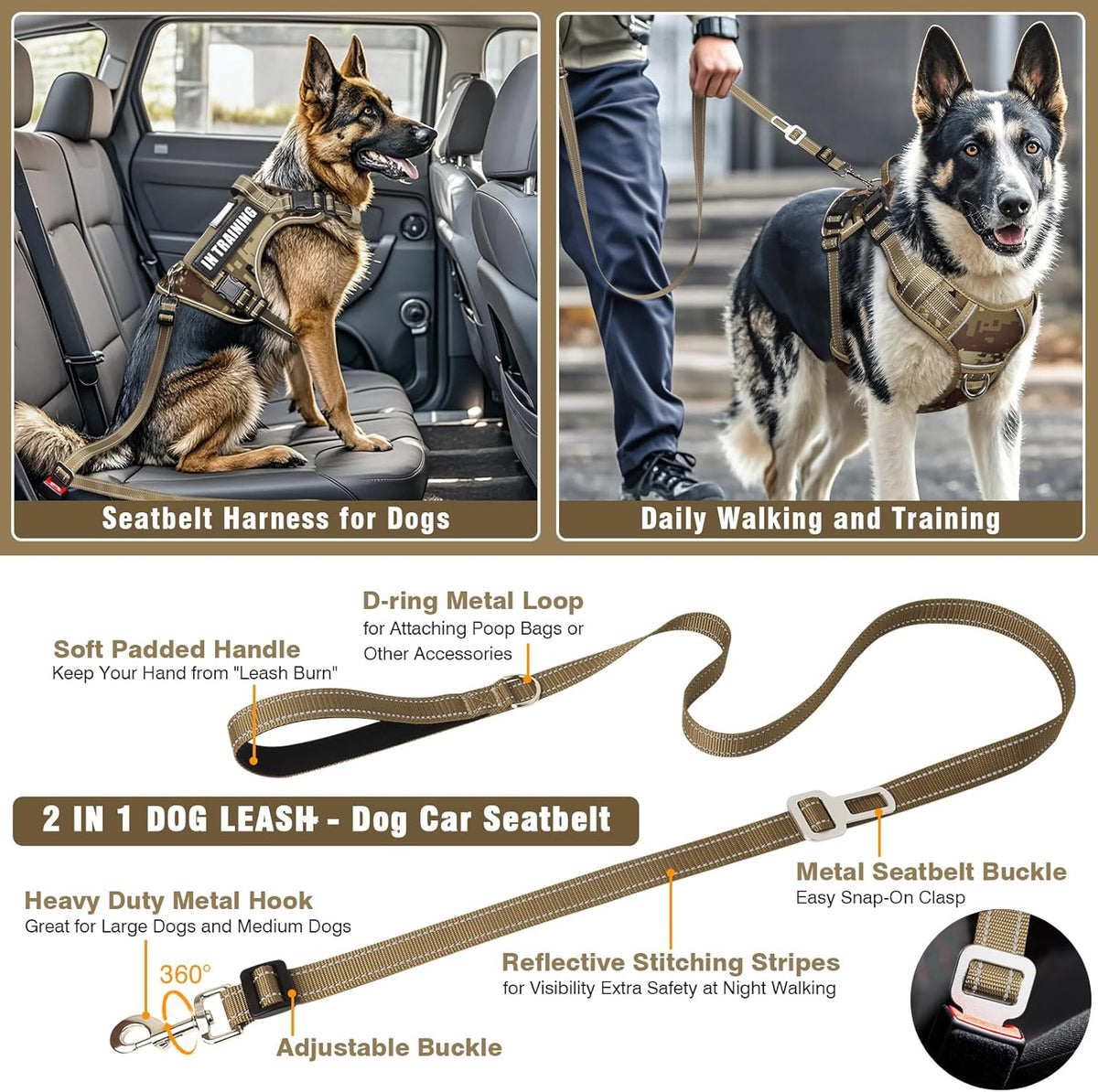 Reflective service dog vest with adjustable straps and ten interchangeable patches side profile
