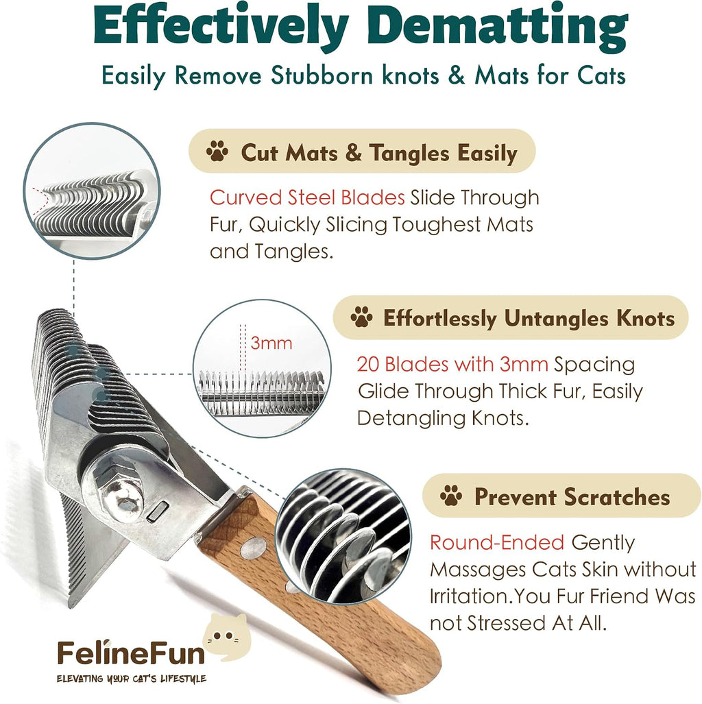 FelineFun dual sided pet grooming tool package contents displayed on a clean background