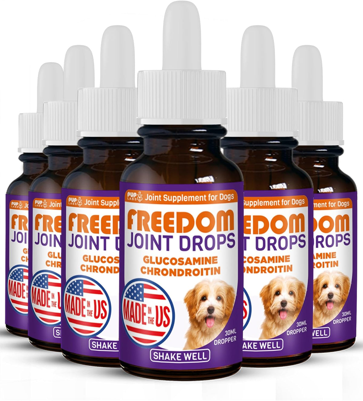 Freedom Joint Drops for Dogs with Hyaluronic Acid, MSM, Glucosamine, & Chondroitin, All Natural Liquid Joint Supplement for Dogs for Pain Relief, Mobility and Hip Support, 30 ml Dropper - Image 11