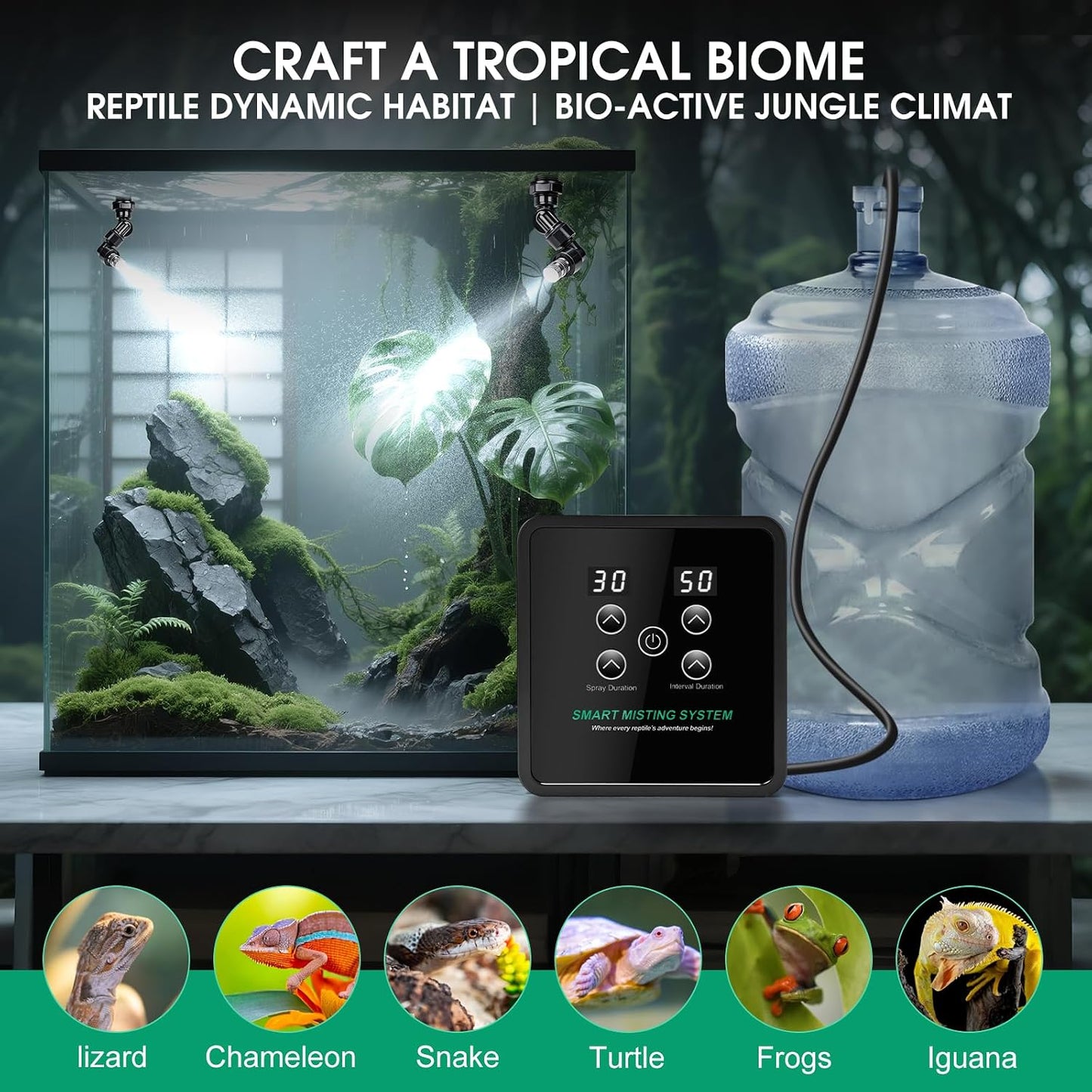 Fmatoz reptile misting system feed tube setup