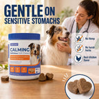 USA imported dog anxiety soft chews trial pack for small and large breeds.