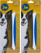 JW Pet Gripsoft comb being held to demonstrate the ergonomic hand grip
