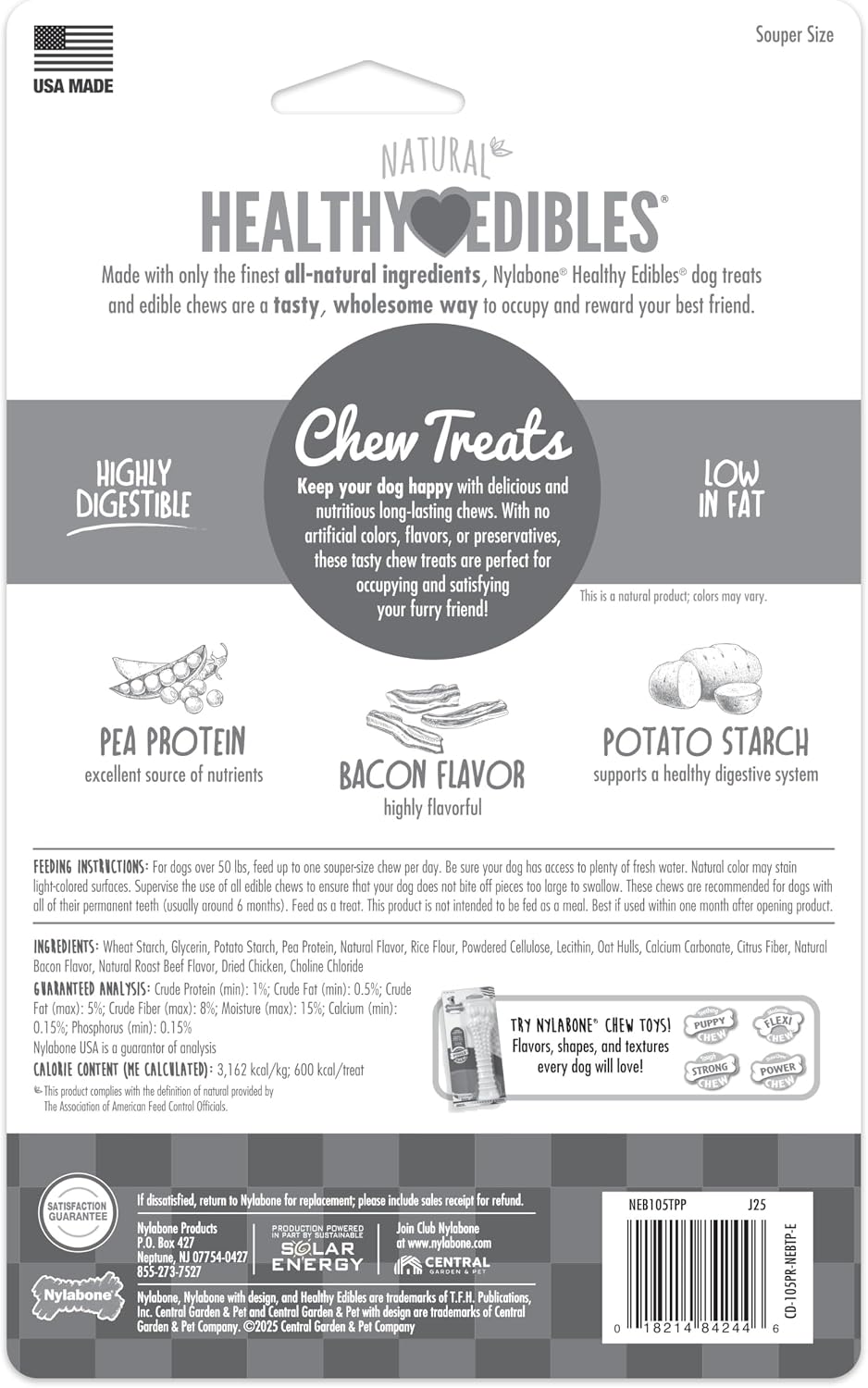 Nylabone Healthy Edibles Natural Dog Chews, Long Lasting Bones for Dogs, Bacon Flavor Dog Treats, X-Large (2 Count) - Image 9