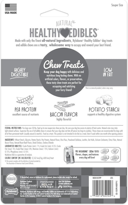 Nylabone Healthy Edibles Natural Dog Chews, Long Lasting Bones for Dogs, Bacon Flavor Dog Treats, X-Large (2 Count) - Image 9