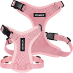 Adjustable neck and chest sliders displayed on the pink pet harness