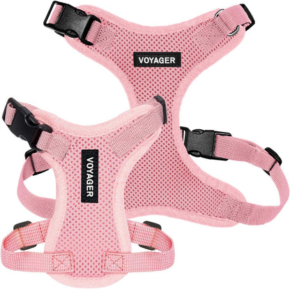 Packaging and overview layout of the small pink Best Pet Supplies Voyager step-in harness.
