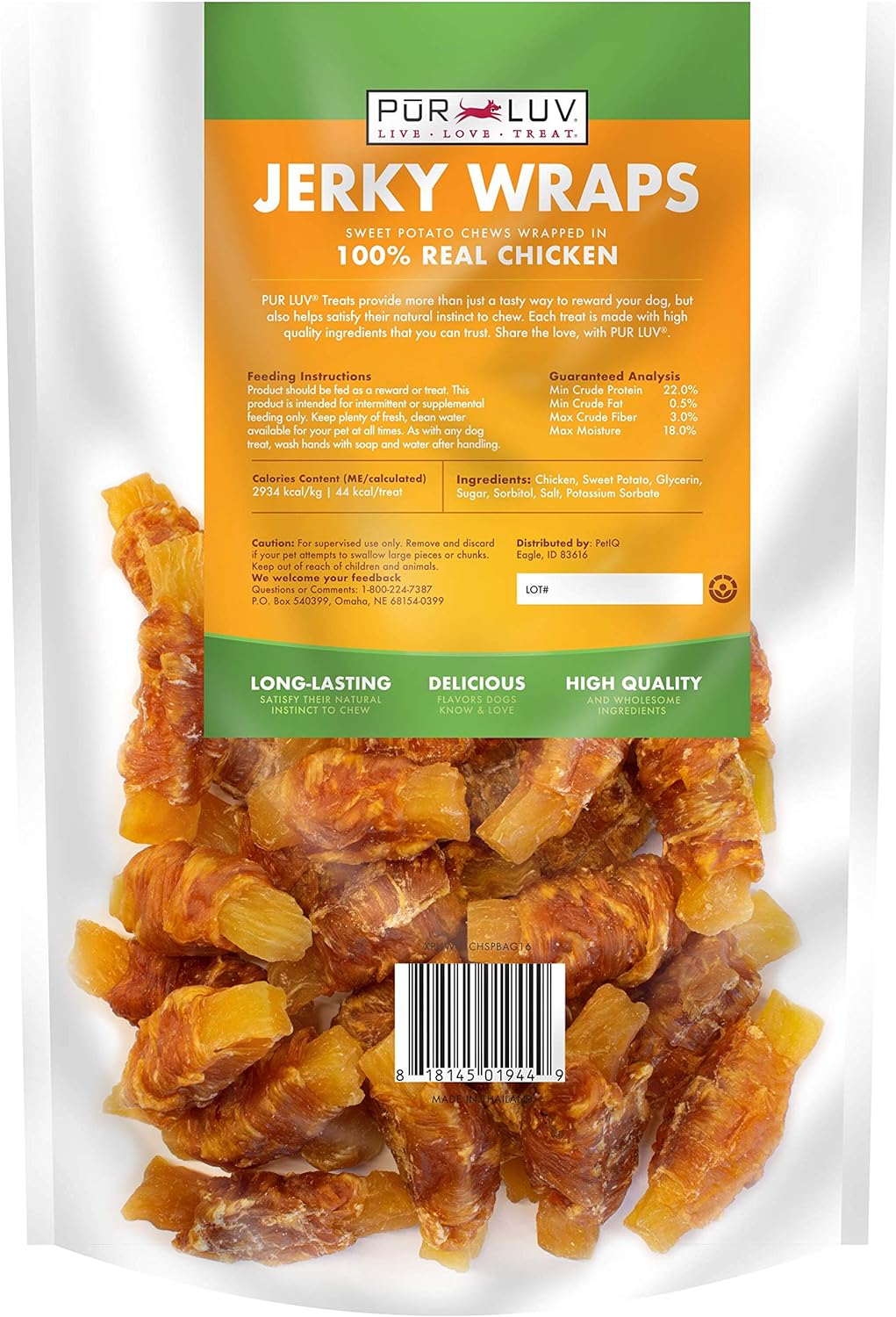 Pur Luv rawhide free jerky wraps premium dog treats